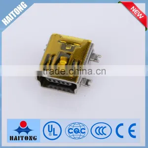 Golden Color Waterproof 5 Pin Female USB Socket,china Supplier thumbnail-1