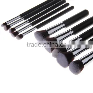 10 Pcs Silver Black Synthetic Kabuki Makeup Brush Set Cosmetics Foundation Blending Blush Makeup Tool thumbnail-4