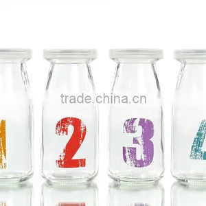Small Colored Pudding Glass Milk Bottle thumbnail-1