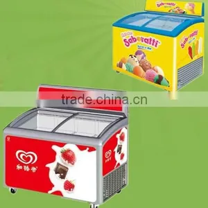 Supermarket Commercial Curved Glass Chest Freezer for Ice Cream thumbnail-1