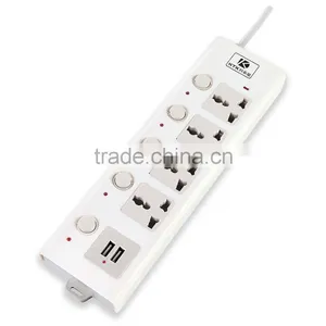 5 Outlet Power Strip/ Individual Switch With 2 USB Charger Ports thumbnail-1