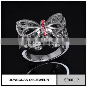 316l Stainless Steel Ring Butterfly Ring In Silver Jewelr With Colorful Cz thumbnail-3