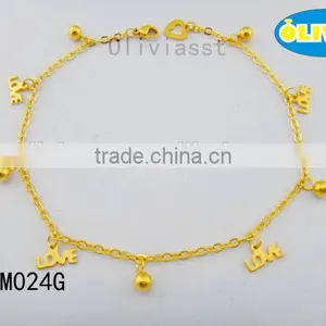 Olivia Jewelry Top Sale Stainless Steel Gold Plated Charm Anklets With Workable Price thumbnail-1