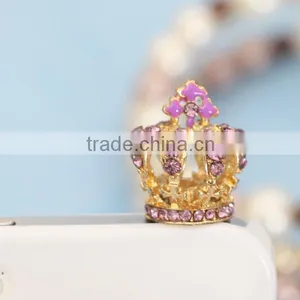 Small Quantity Wholesale 3d Crown Rhinestone Embellished Dust Plug for Phone"s thumbnail-1