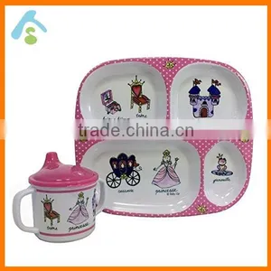 Melamine Dish Set BPA Free Pink Plate and Cup thumbnail-1