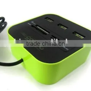 2016 Inovative Products Top Quality Logo Printed 3 Port USB Hub Card Reader, USB2.0 HUB With Cable thumbnail-3