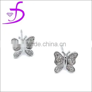 Stunning 925 Sterling Silver Jewelry Wholesale Silver Butterfly Stud Earrings thumbnail-1