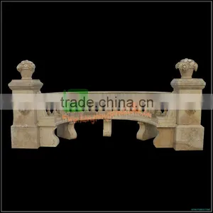 Hand Carved Outdoor Marble Bench Curved Bench thumbnail-1