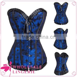 Women Fashion Lace Brocade Pattern Corset With Polka Dot thumbnail-2