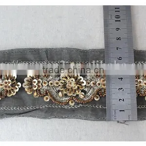 High Quality Embroidery Gold Thread Garments Accessories Decorative Beaded Trim thumbnail-2