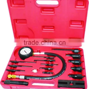 17 PIECE PRO DIESEL ENGINE CYLINDER COMPRESSION TEST TESTER KIT & GAUGE thumbnail-1