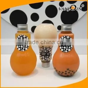500ml PET Plastic Light Bulb Cups /lightbulb Shaped Boba Tea Cup BPA Free thumbnail-2