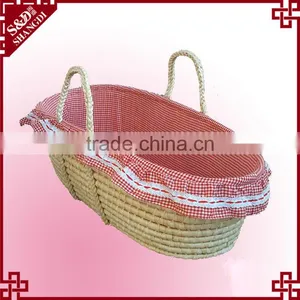 Natural Soft Straw Woven Carry or Sleeping Used Moses Basket Baby thumbnail-1