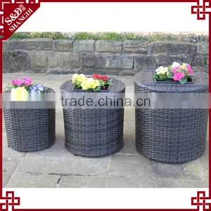 S&D China Products Large Size pe Ratatn Round Garden Decoration Black Wicker Garden Pots and Planters thumbnail-4
