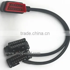 OBD2 Splitter Y Cable, Right-angle J1962M to 2 J1962F, Y Cable, 1ft thumbnail-1