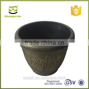 High Quality Black Painted Cast Iron Antique Garden Flower Pot thumbnail-2