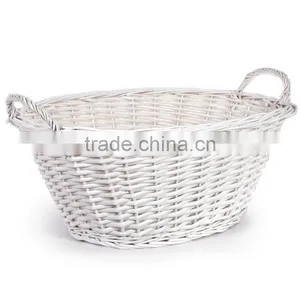 Wholesale White or Natural Color Wicker Basket With 2 Side Handles, Wicker Basket Wholesale thumbnail-1