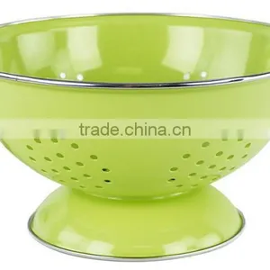 Hot Sale Green Powder Coated Kitchen Food Metal Colander thumbnail-2