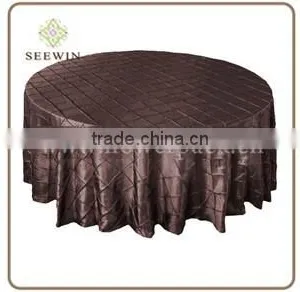 132" Round Bronze Pintuck Tablecloths thumbnail-1