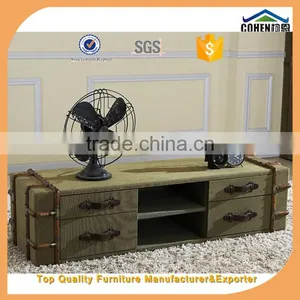 2016 Cohen Furniture New Design Eco-friendly Army Green Solid Wooden tv Table/canvas tv Stand/fabric Livingroom Furniture thumbnail-1