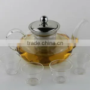 Handmade Borosilicate Clear Glass Teapot With Stainless Steel Filter And Lid Glass thumbnail-1