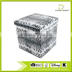 Faux Leather Foldable Easy Assembly Tiger Skin Printed Stool thumbnail-1