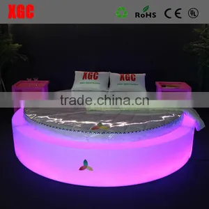 Hotel Bed Furniture Double Bed Simple Singel Bed LED Lighting Bed in Hotel thumbnail-4