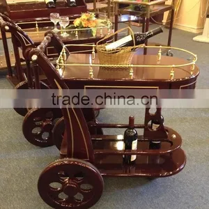 Luxury Wooden Wine and Liquor Cart Food Service Trolley C-32 thumbnail-2