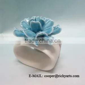 Wholesale Ceramic Napkin Rings With Flower Design thumbnail-1