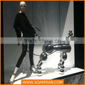 Chrome Finish Modern Fiberglass Dog Abstract Sculpture thumbnail-2