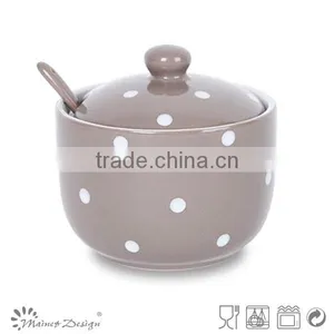 Grey With White Dots Ceramic Sugar Pot thumbnail-1