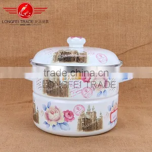 Best Selling Multi-functional Ceramic Enamel Steamer Pot Stew Pot With Full Decal thumbnail-5