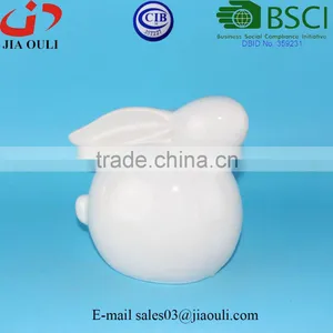 QUANZHOU BSCI Audit Factory Fat Sitting Rabbit Figurines, White Ceramic Bunny thumbnail-3