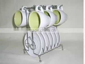 6sets Double Colors Unique Ceramic Coffee Mug Sets With Rack thumbnail-1