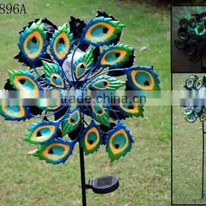 Factory Made Out Door Solar Power Metail Wind Spinner Garden Stake for Garden Decoration thumbnail-2