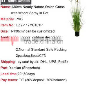 Wholesale Nearly Nature Artificial Grass 130cm Potted Onion Grass With Wheat Spray Bonsai Plants for Indoor Decoration thumbnail-6