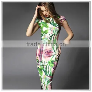 Customized 2014 New Design Digital Printing Commuter Outfit Silk Satin Skirt thumbnail-1