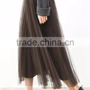2016 Customized Manufacture Fashionable Wholesale Women's Plain Color Chiffon Double Layer Ladies Skirt thumbnail-1