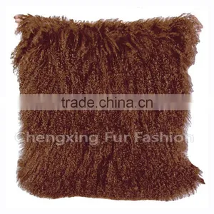 CX-D-04N Wholesale High Quality Best Selling Comfortable Lamb Fur Pillow Genuine Mongolian Sheep Fur Pillows thumbnail-2