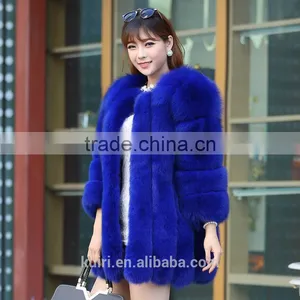 2017 Natural Genuine Fox Fur Overcoat Winter Warm Real Fox Fur Coat Lady Middle Length thumbnail-6