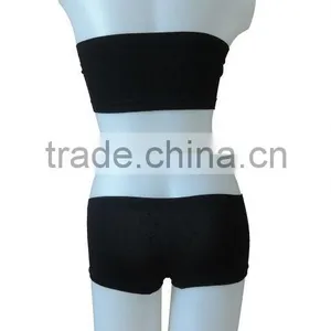 Nice Quality New Style Seamless Woman Underwear Ladies One Piece Bandeau Bra w Removable Cup Pad & Boxer thumbnail-3