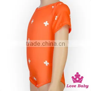 Summer Kids Modeling Clothes Short Sleeve Orange Elastic Cotton Spandex Bodysuit Romper Jumpsuit thumbnail-2