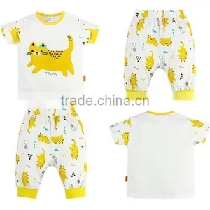 OEM Service Cartoon Printing 2 Pcs Short Sleeve Children Wear Set Baby Clothes thumbnail-3