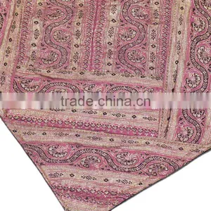 Decorative Vintage Couch Pillowcases Pink Varanasi Zari Indian Accent Cushions thumbnail-4