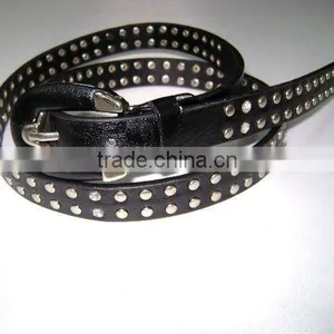 Punk Style Two Rows Rivet Leather Belt thumbnail-1
