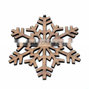 Rustic Snowflake Christmas Tree Decorations Laser Cut From Natural Wooden thumbnail-5