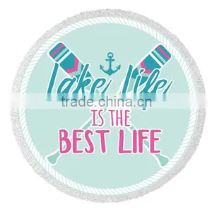 Custom Design Reactive Print Cotton Beach Towel Round Pareo China Supplier thumbnail-4