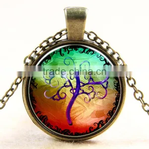 XP-TGN-LT-169 Wholesale Mandala Time Diy Image Gemstone Round Family Tree Cabochon Necklace With Popular Accessories thumbnail-1