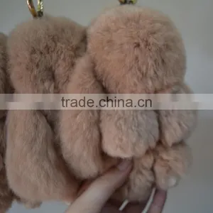 SJ696-01 Hot Sale Cute Rex Rabbit Fur Rabbit Bag Keyring Fur Accessory 2016 Winter thumbnail-5