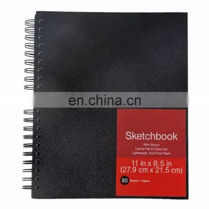 Wire Bound Black Hard Cover Sketch Pad thumbnail-1